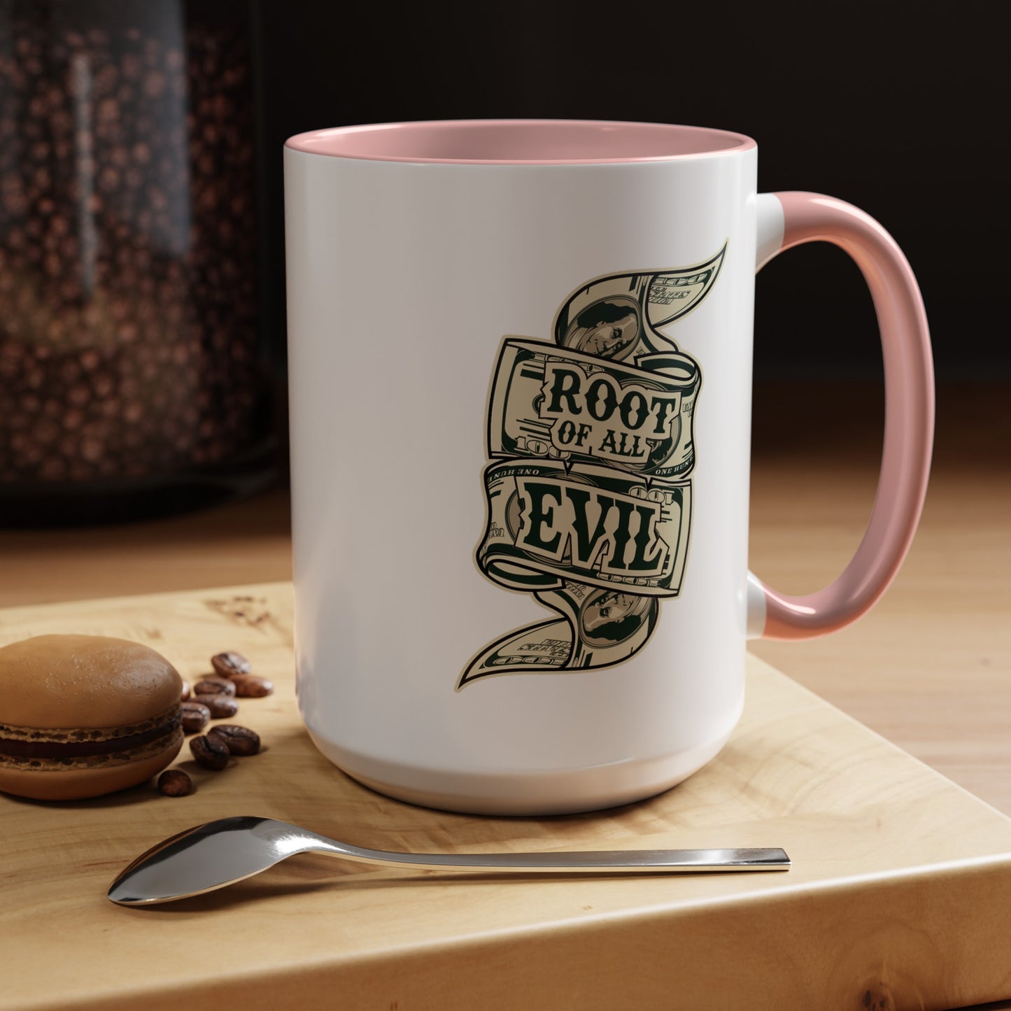 Root of Evil-Money-Accent Coffee Mug (11, 15oz)