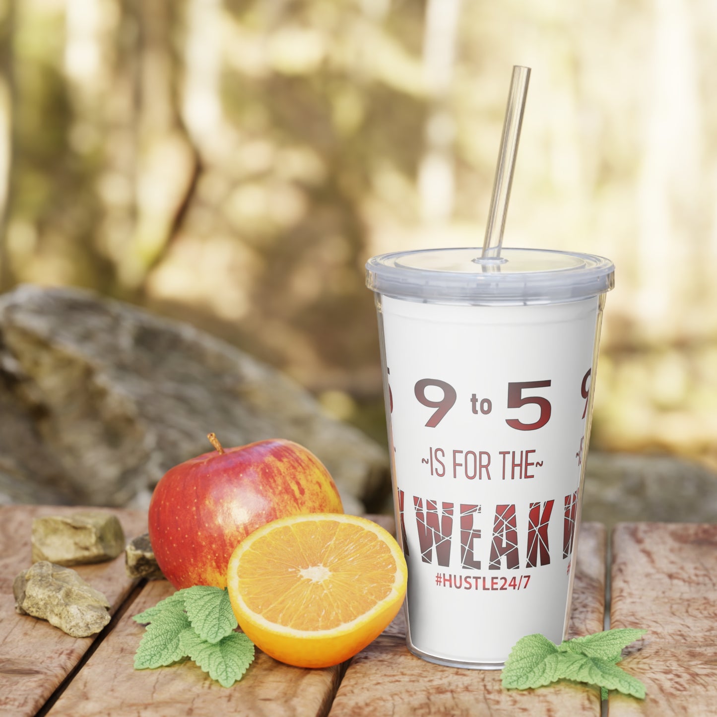 9 to 5-Plastic Tumbler with Straw, 20oz