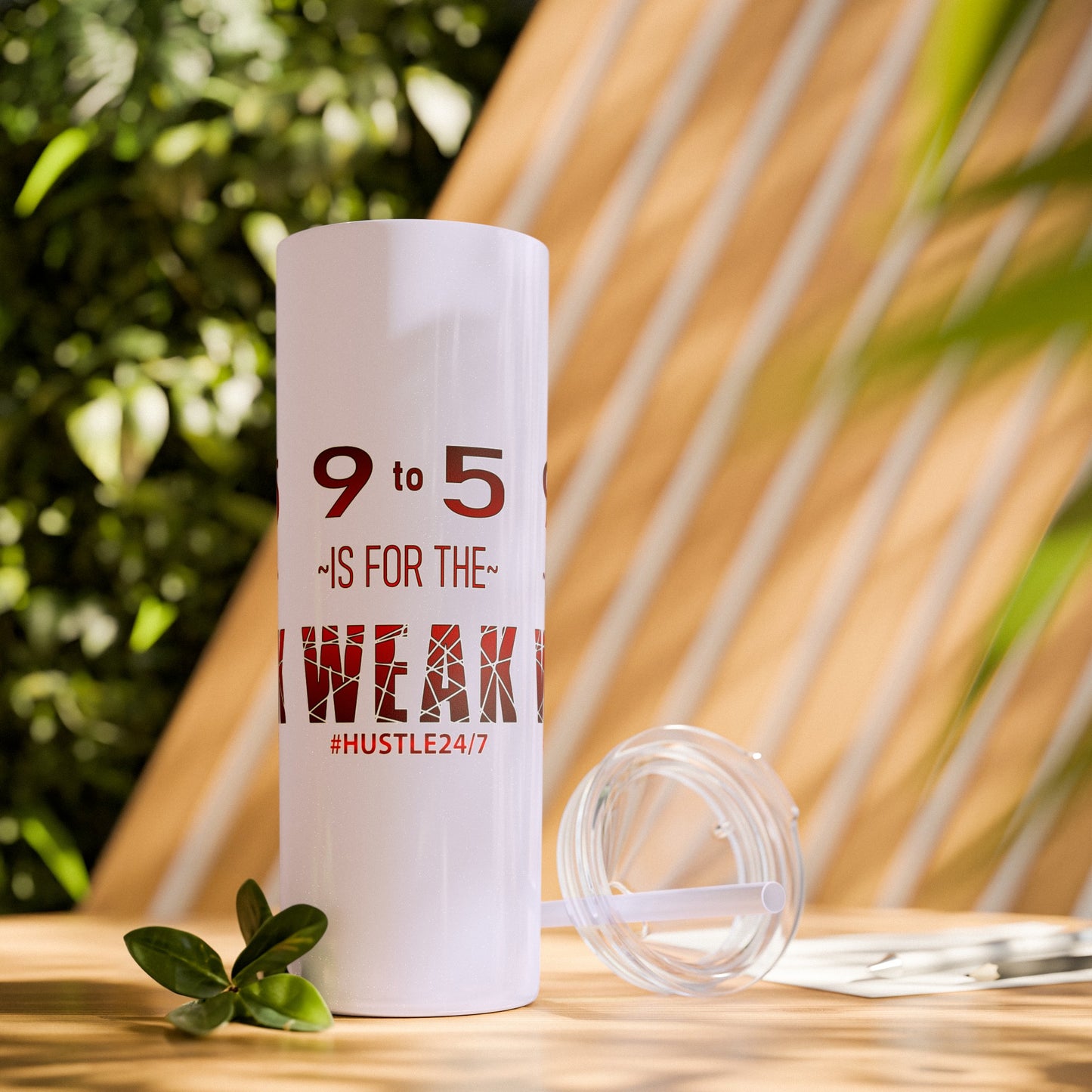 9 to 5-Skinny Tumbler w/Matching Straw, 20oz