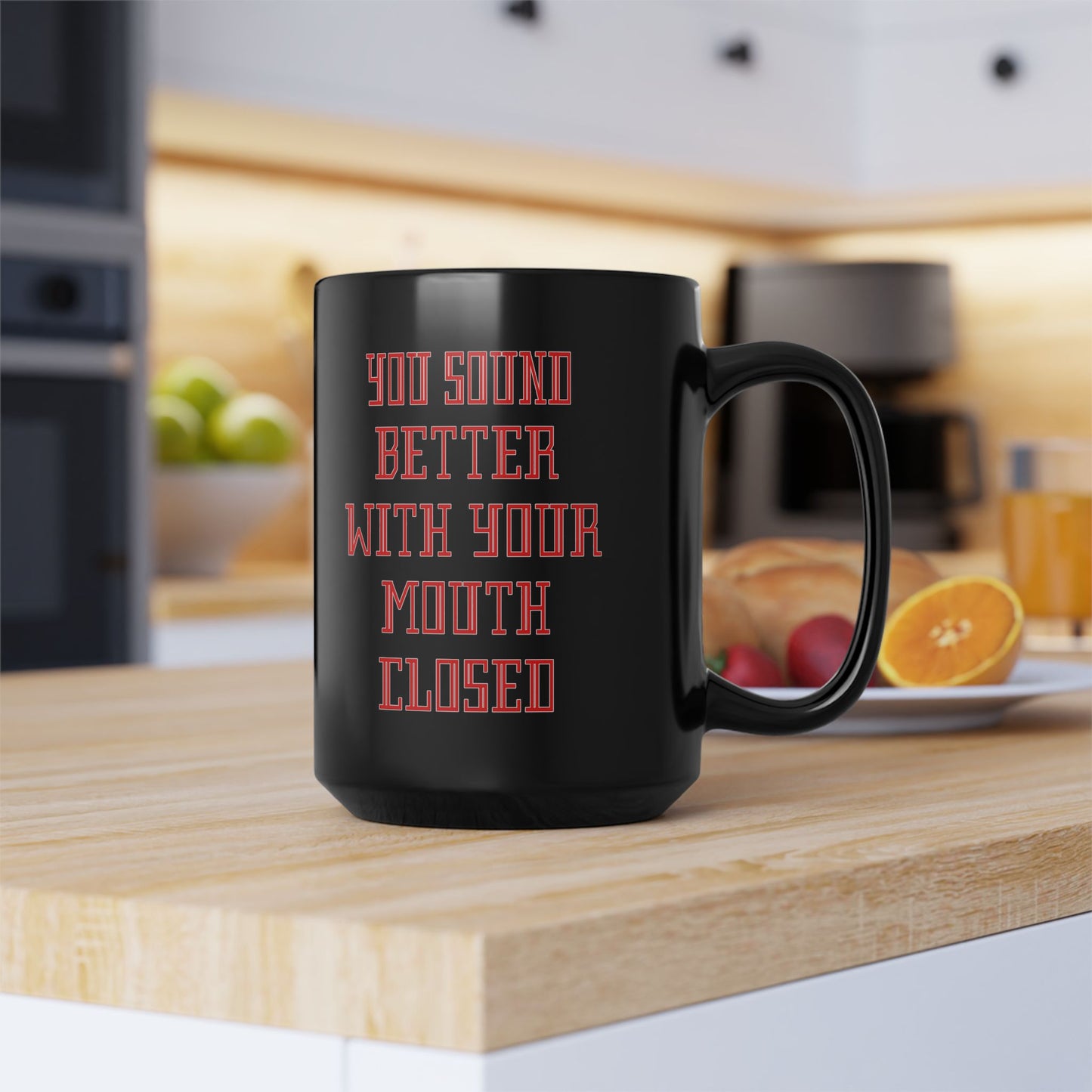 Mouth Closed-Black Mug (11oz, 15oz)