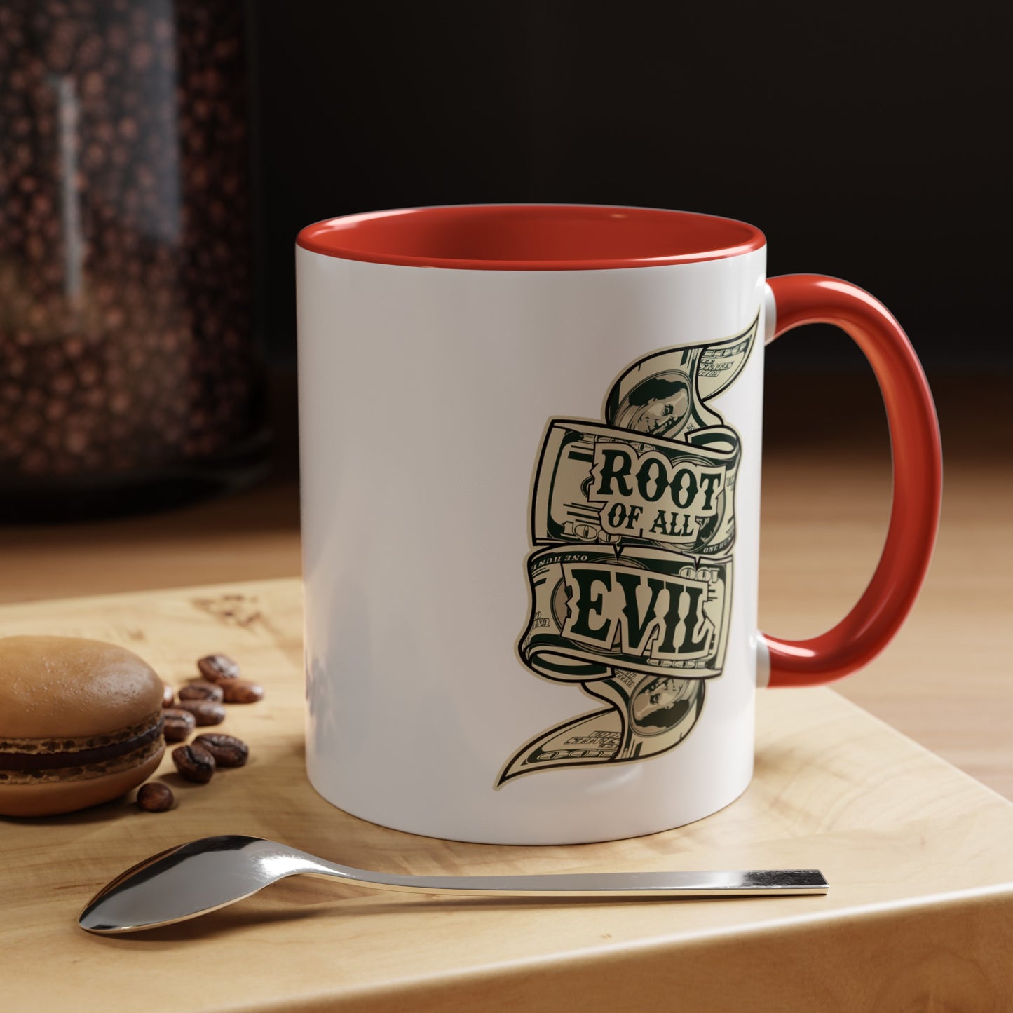 Root of Evil-Money-Accent Coffee Mug (11, 15oz)