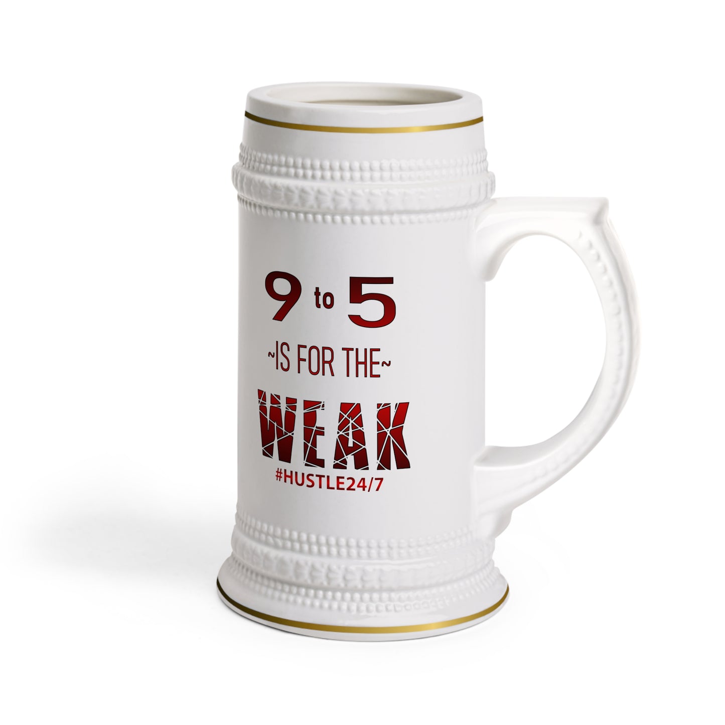 9 to 5-Traditional Gold Trim Stein Mug , 22oz