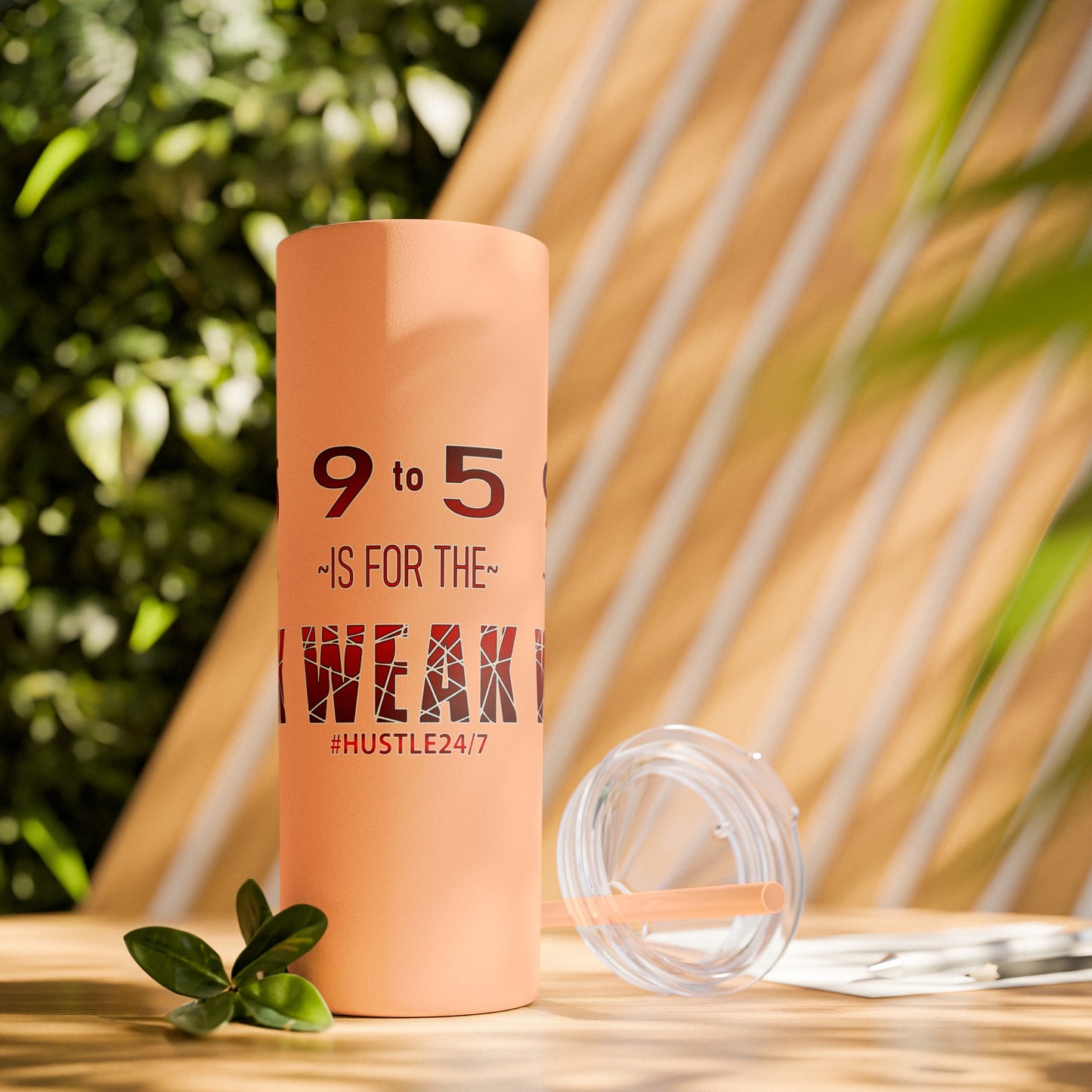 9 to 5-Skinny Tumbler w/Matching Straw, 20oz