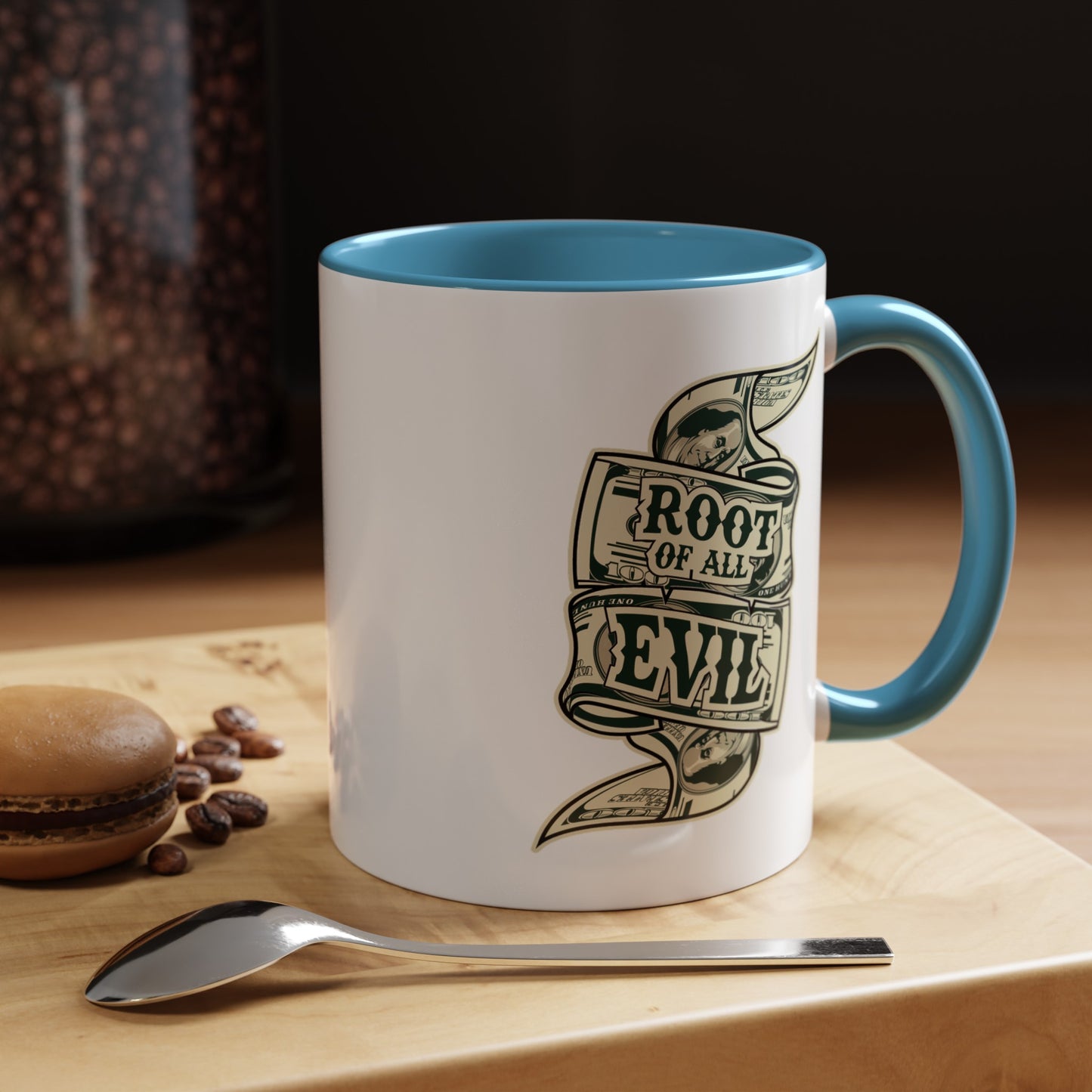 Root of Evil-Money-Accent Coffee Mug (11, 15oz)