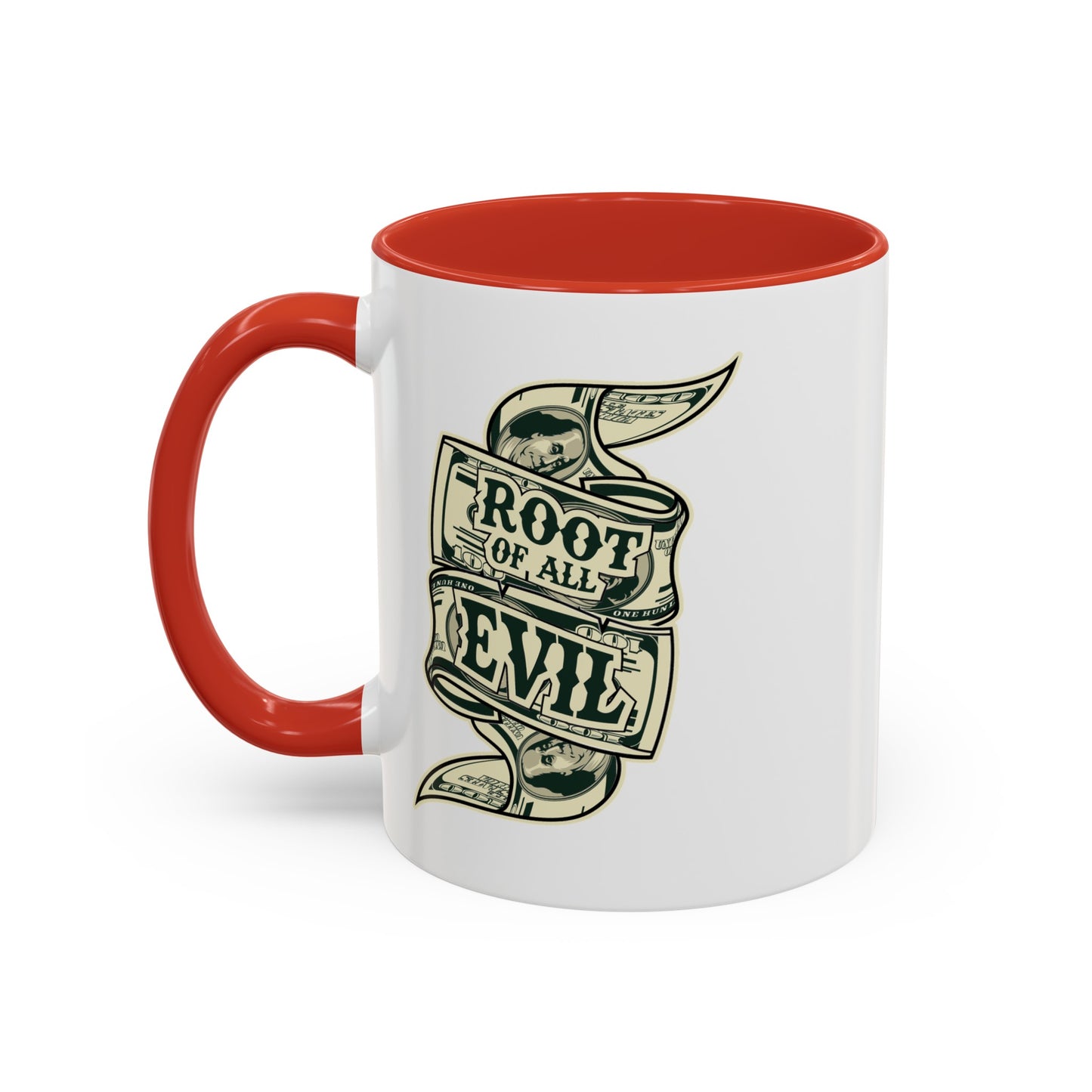 Root of Evil-Money-Accent Coffee Mug (11, 15oz)