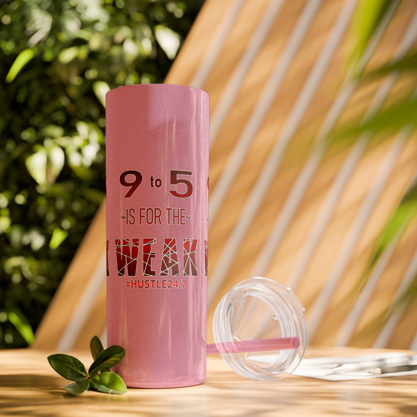 9 to 5-Skinny Tumbler w/Matching Straw, 20oz