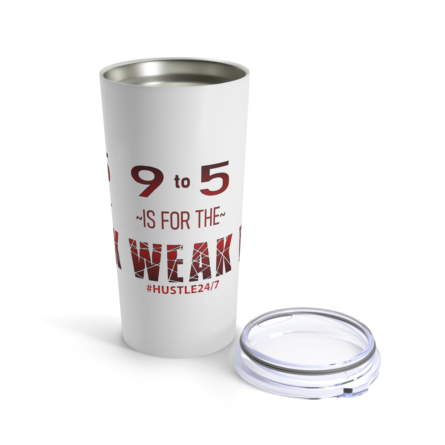 9 to 5-White Stainless Steel Tumbler, 20oz