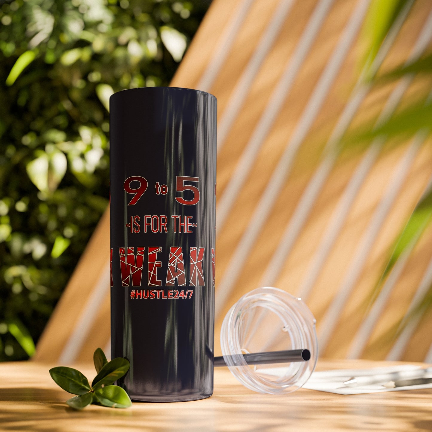 9 to 5-Skinny Tumbler w/Matching Straw, 20oz