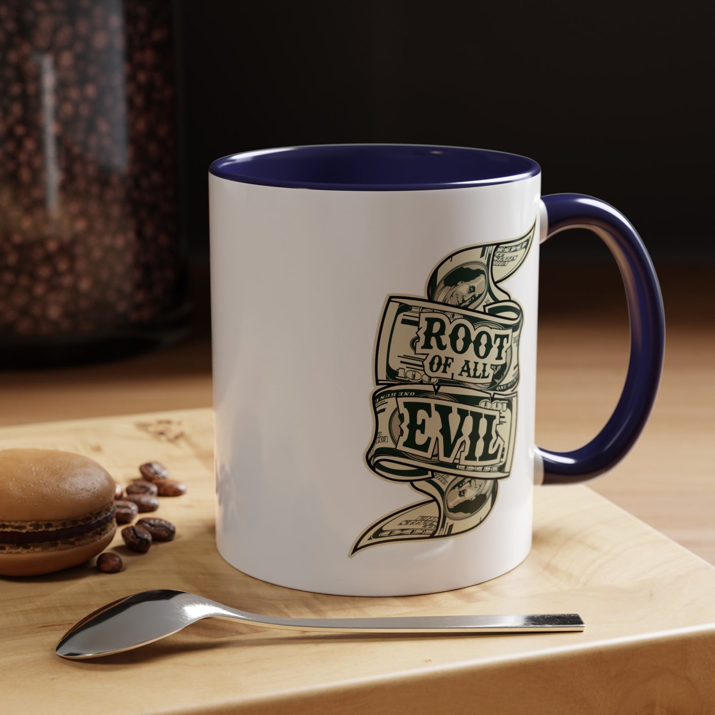 Root of Evil-Money-Accent Coffee Mug (11, 15oz)