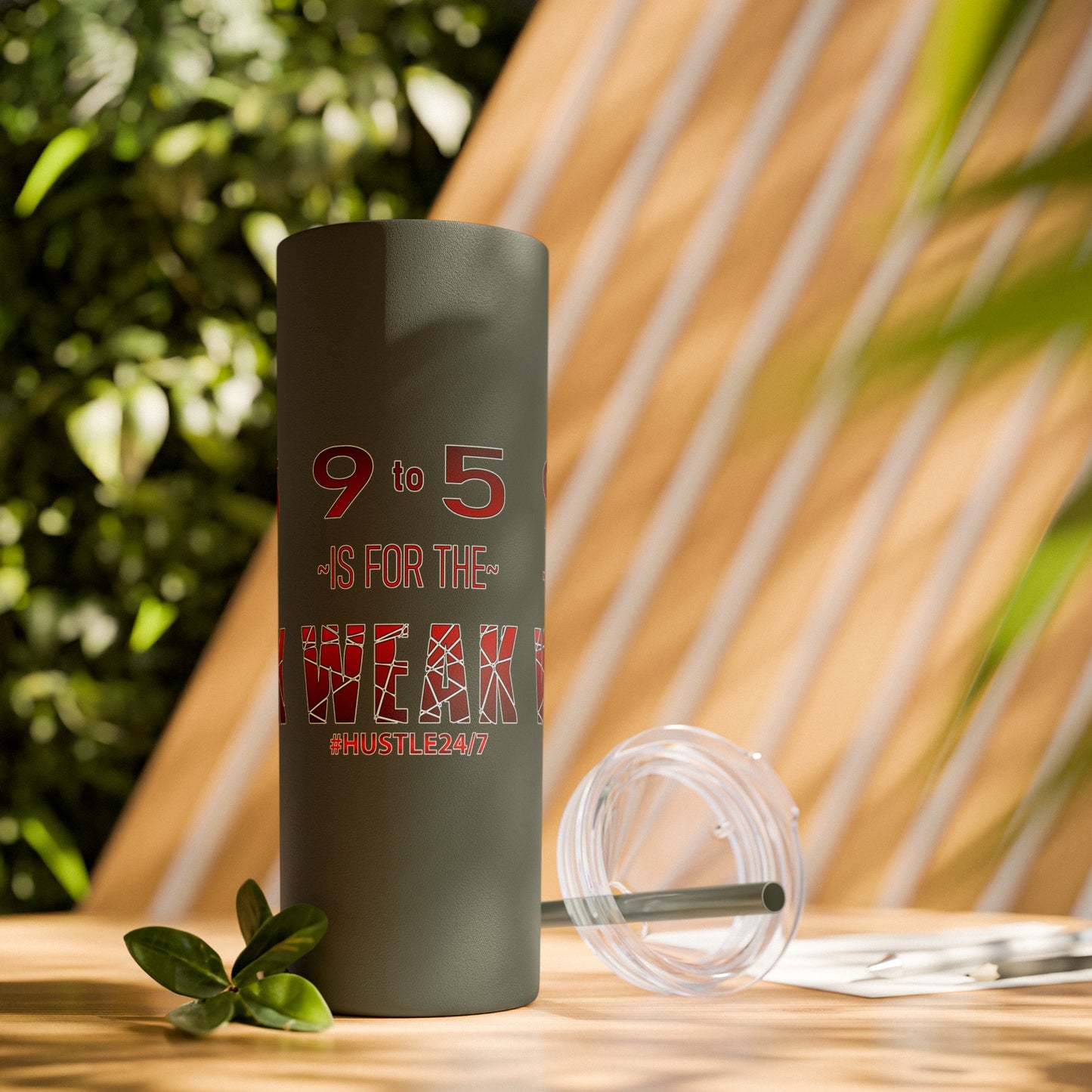 9 to 5-Skinny Tumbler w/Matching Straw, 20oz