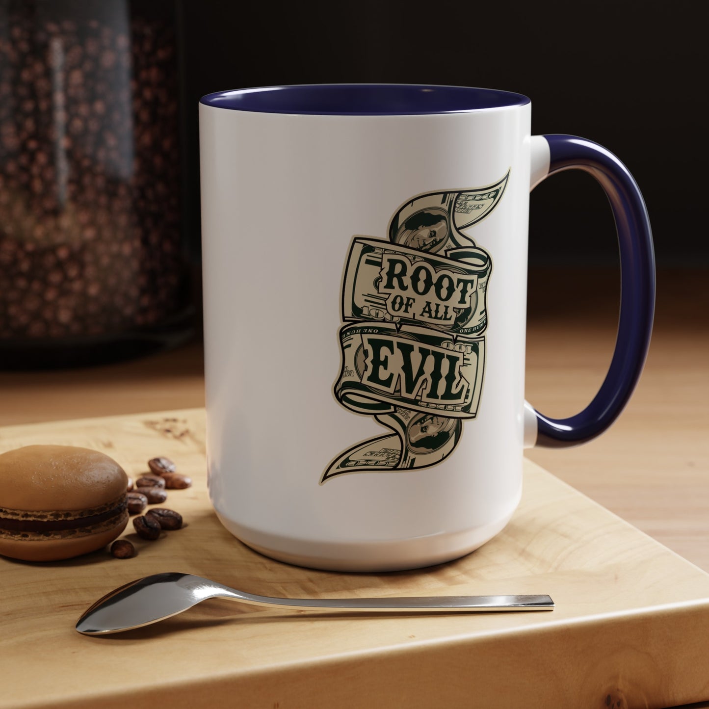 Root of Evil-Money-Accent Coffee Mug (11, 15oz)