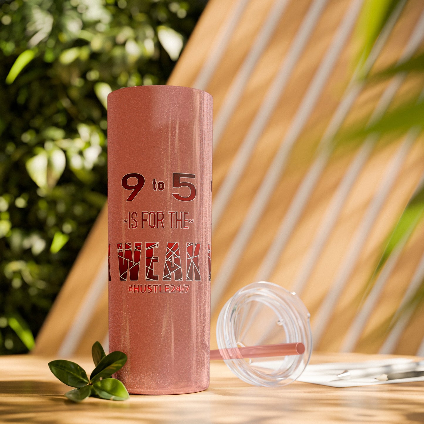 9 to 5-Skinny Tumbler w/Matching Straw, 20oz