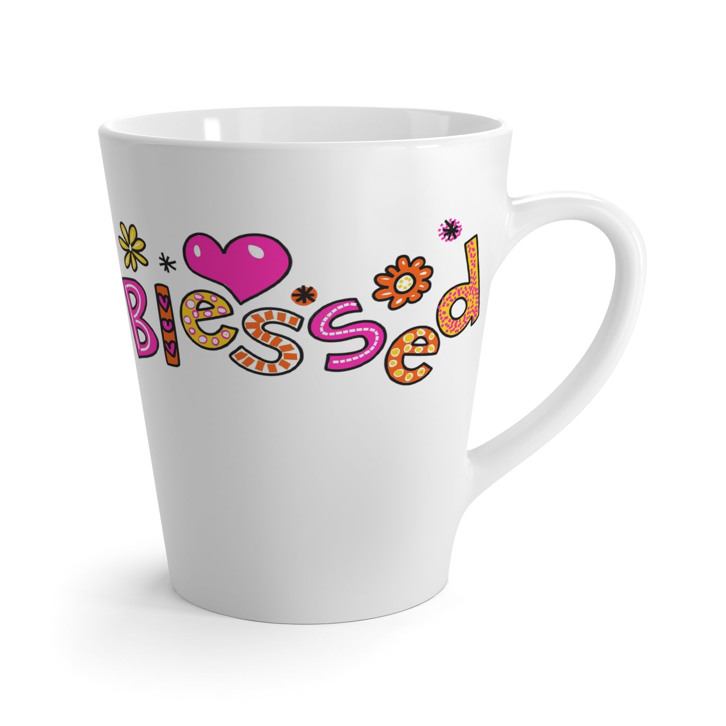 Blessed Flowers-Latte Mug, 12oz