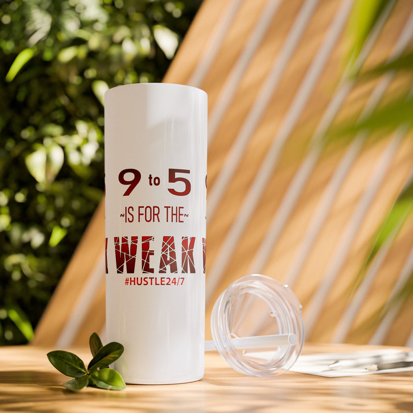 9 to 5-Skinny Tumbler w/Matching Straw, 20oz