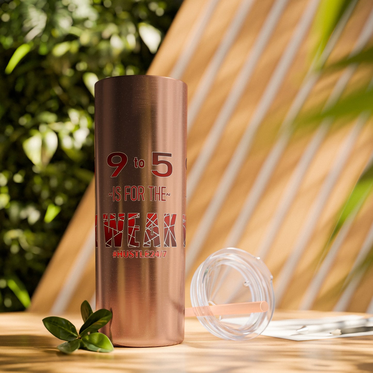 9 to 5-Skinny Tumbler w/Matching Straw, 20oz