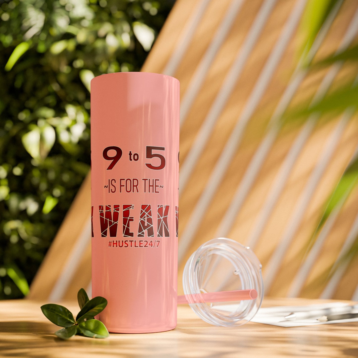 9 to 5-Skinny Tumbler w/Matching Straw, 20oz