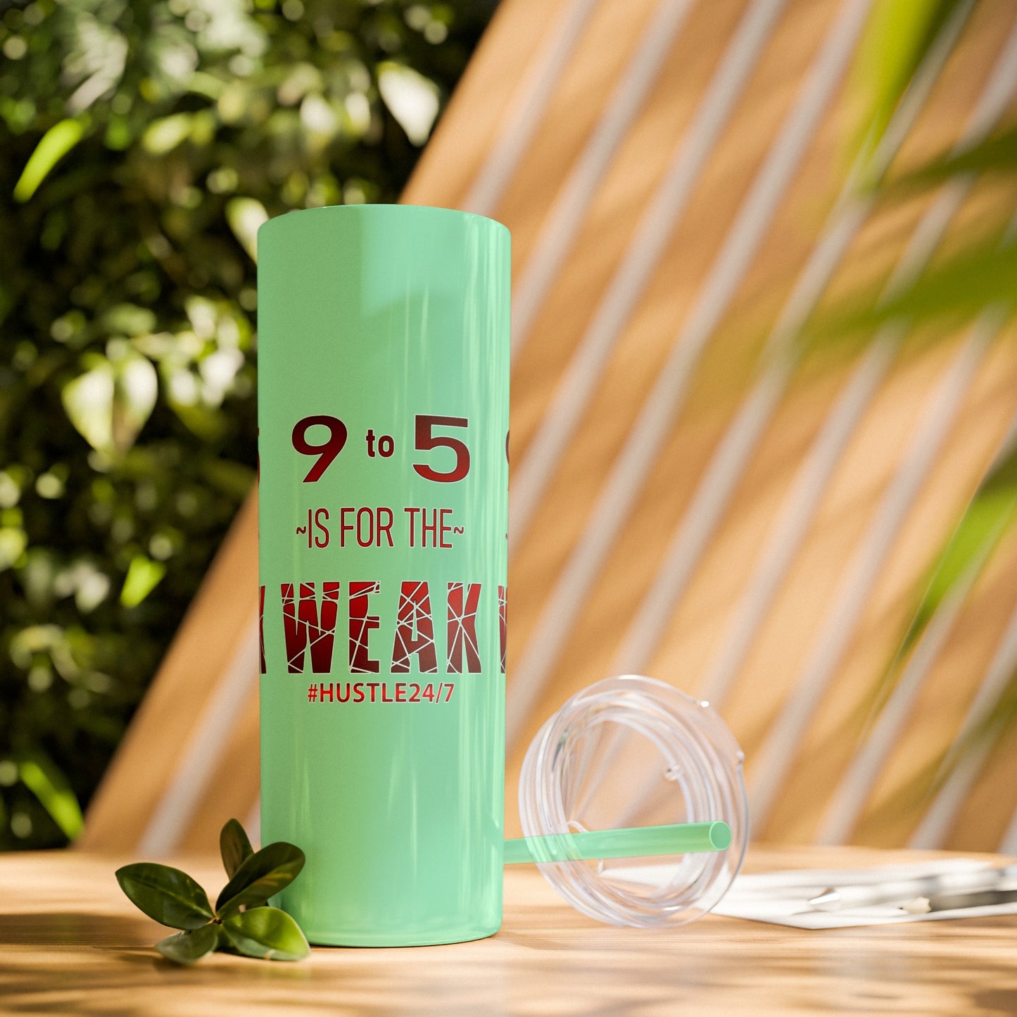 9 to 5-Skinny Tumbler w/Matching Straw, 20oz