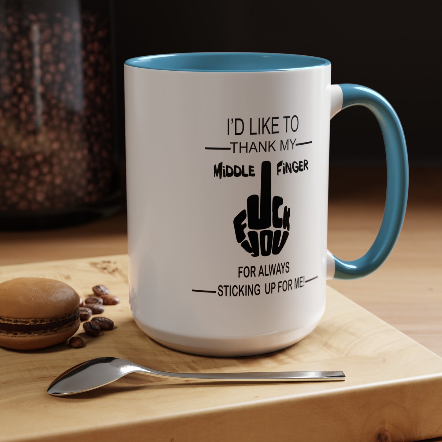 Fu(k You-Middle Finger-Accent Coffee Mug (11, 15oz)