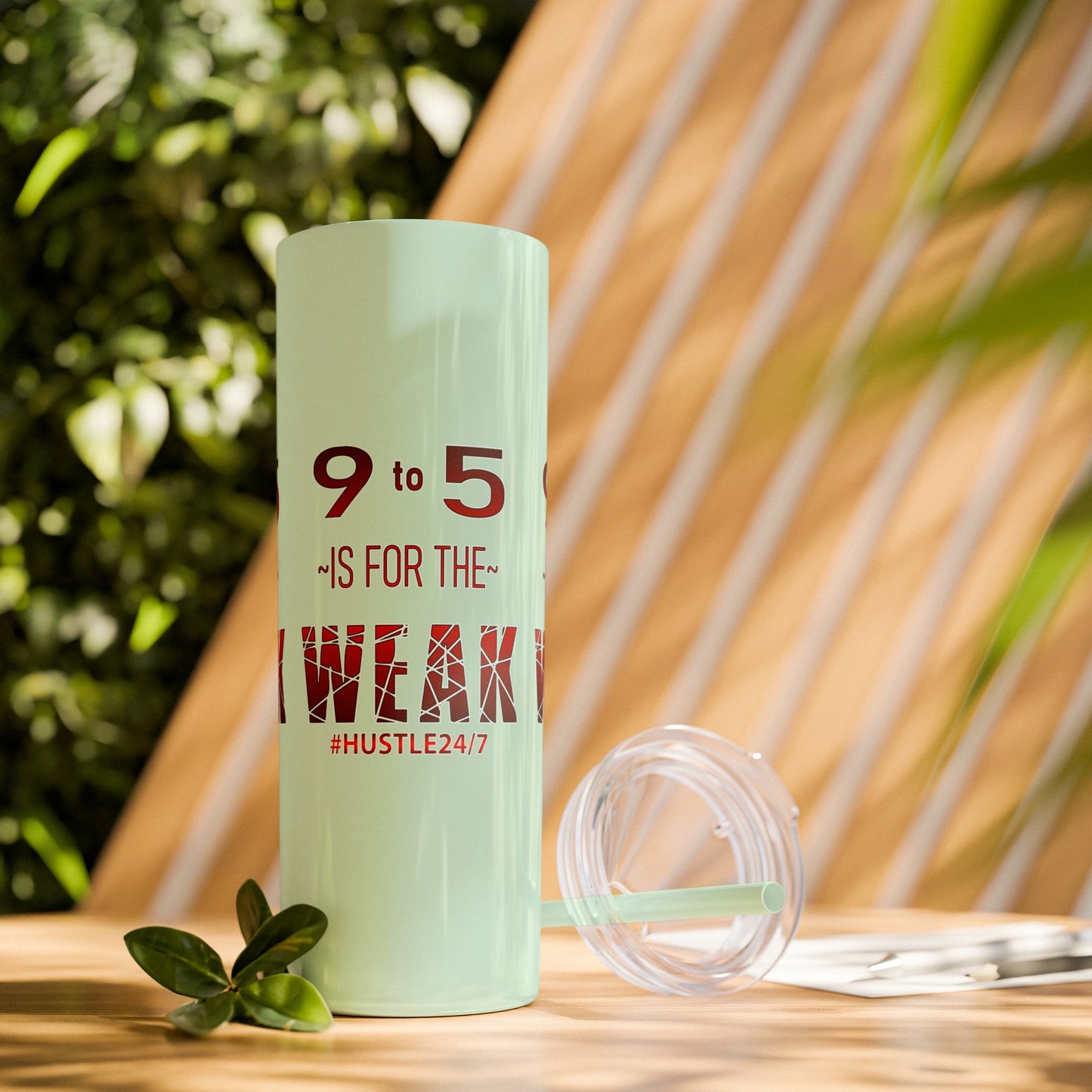 9 to 5-Skinny Tumbler w/Matching Straw, 20oz