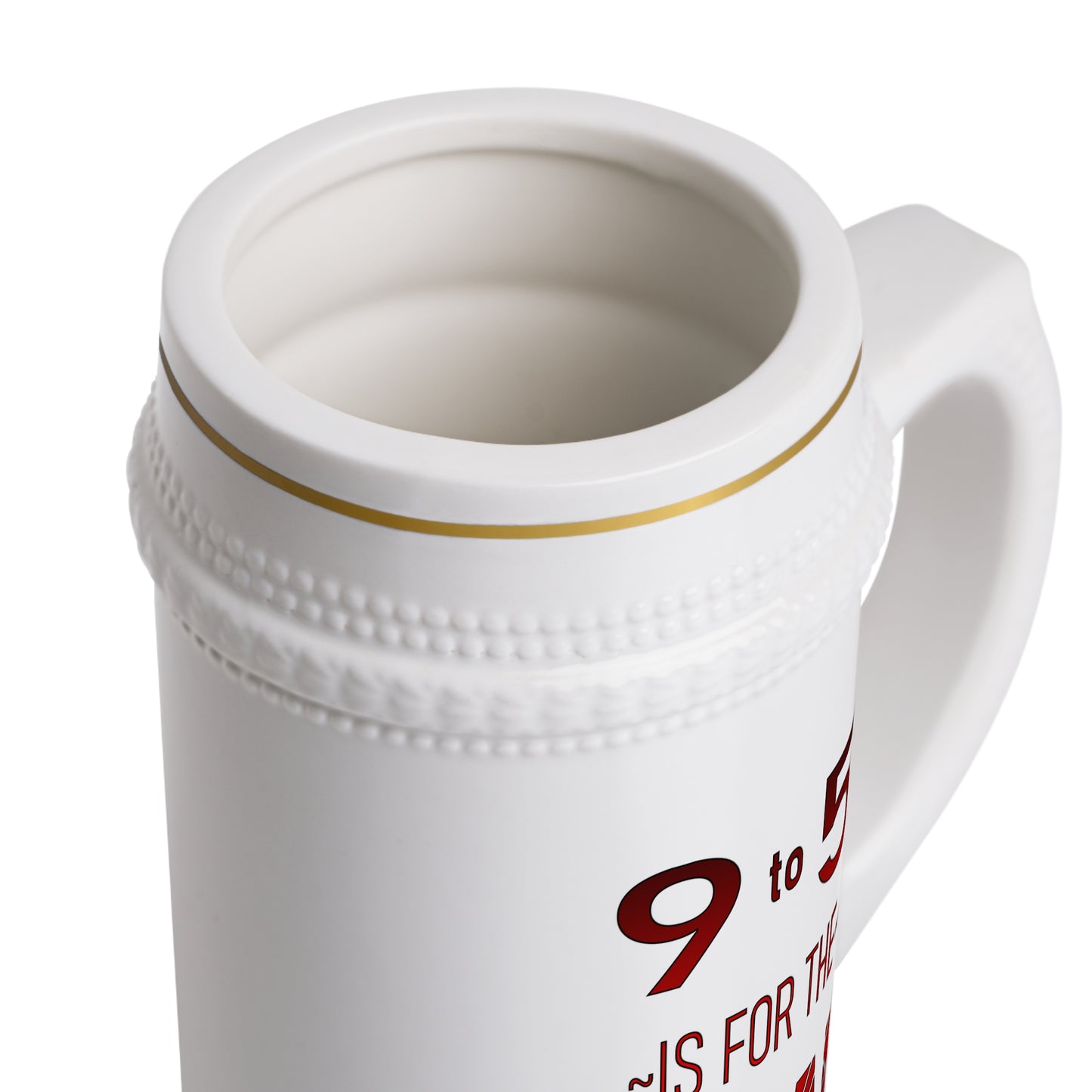 9 to 5-Traditional Gold Trim Stein Mug , 22oz