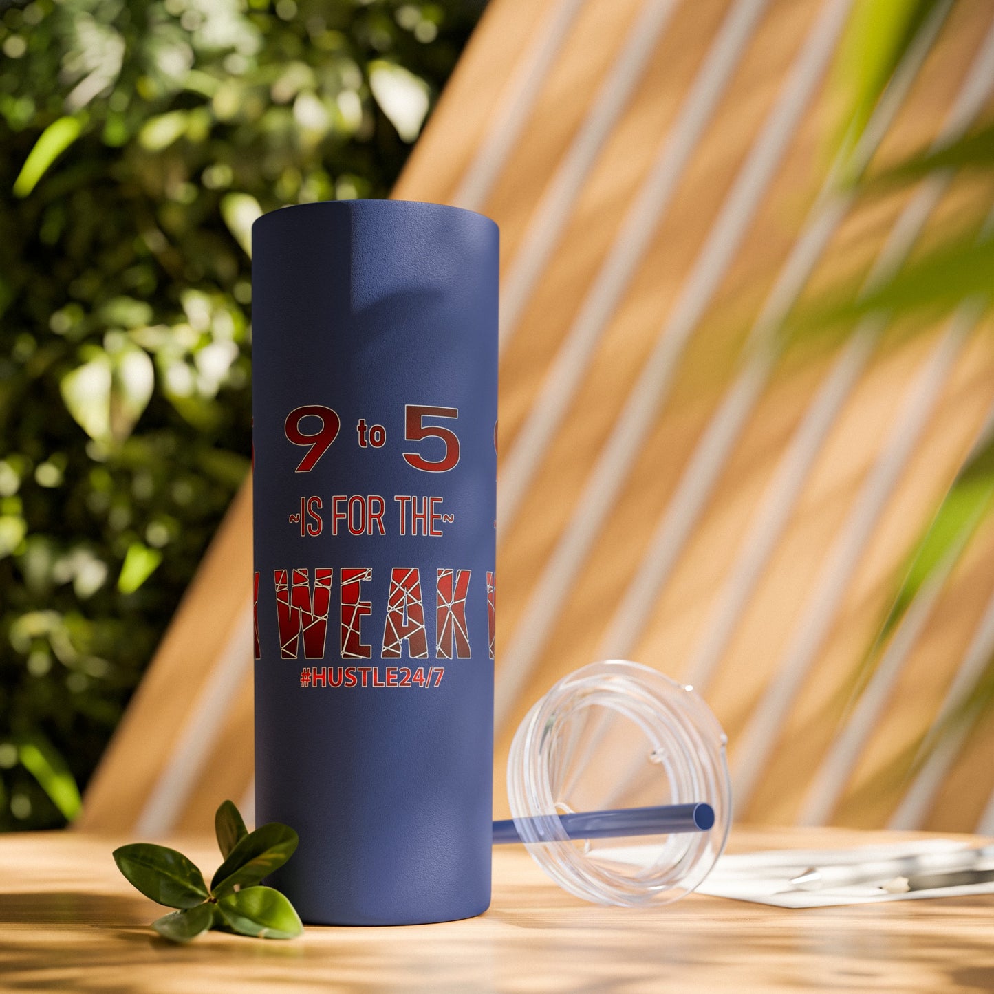 9 to 5-Skinny Tumbler w/Matching Straw, 20oz