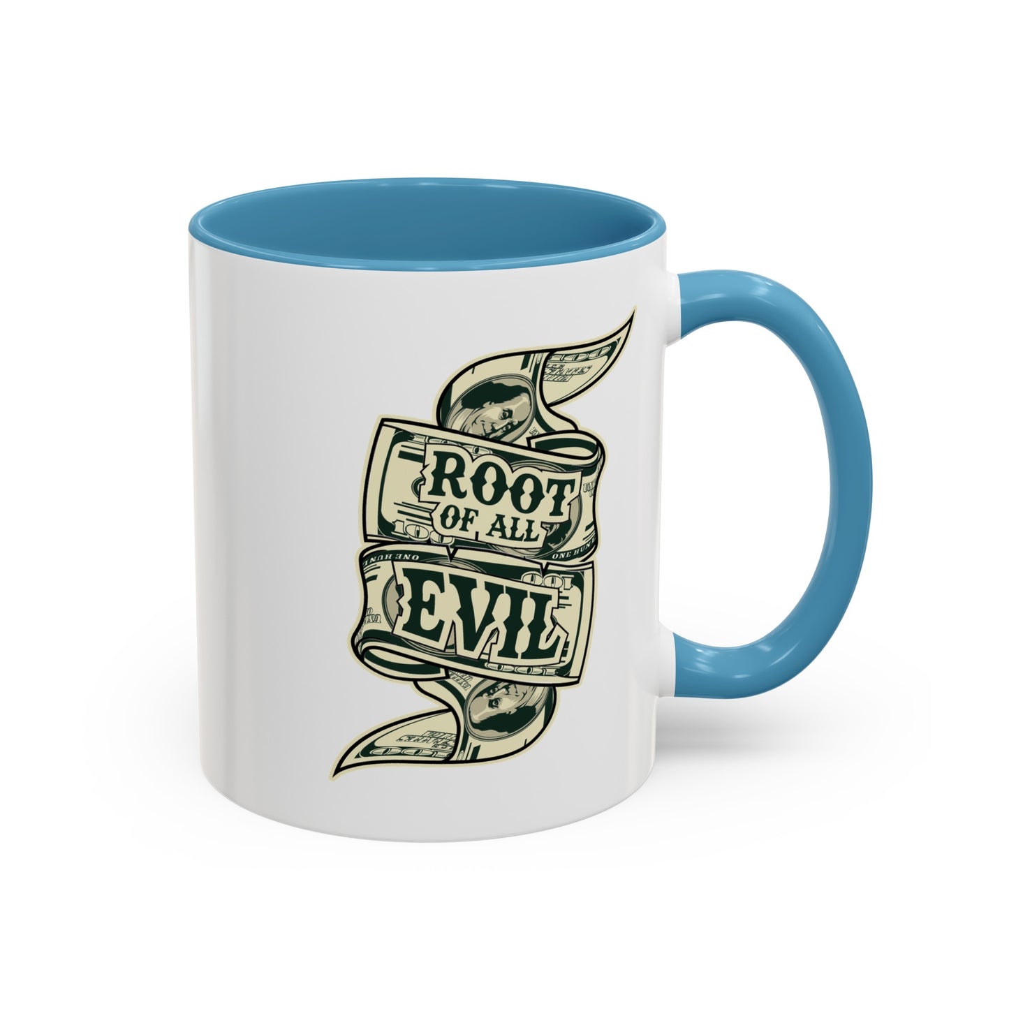 Root of Evil-Money-Accent Coffee Mug (11, 15oz)