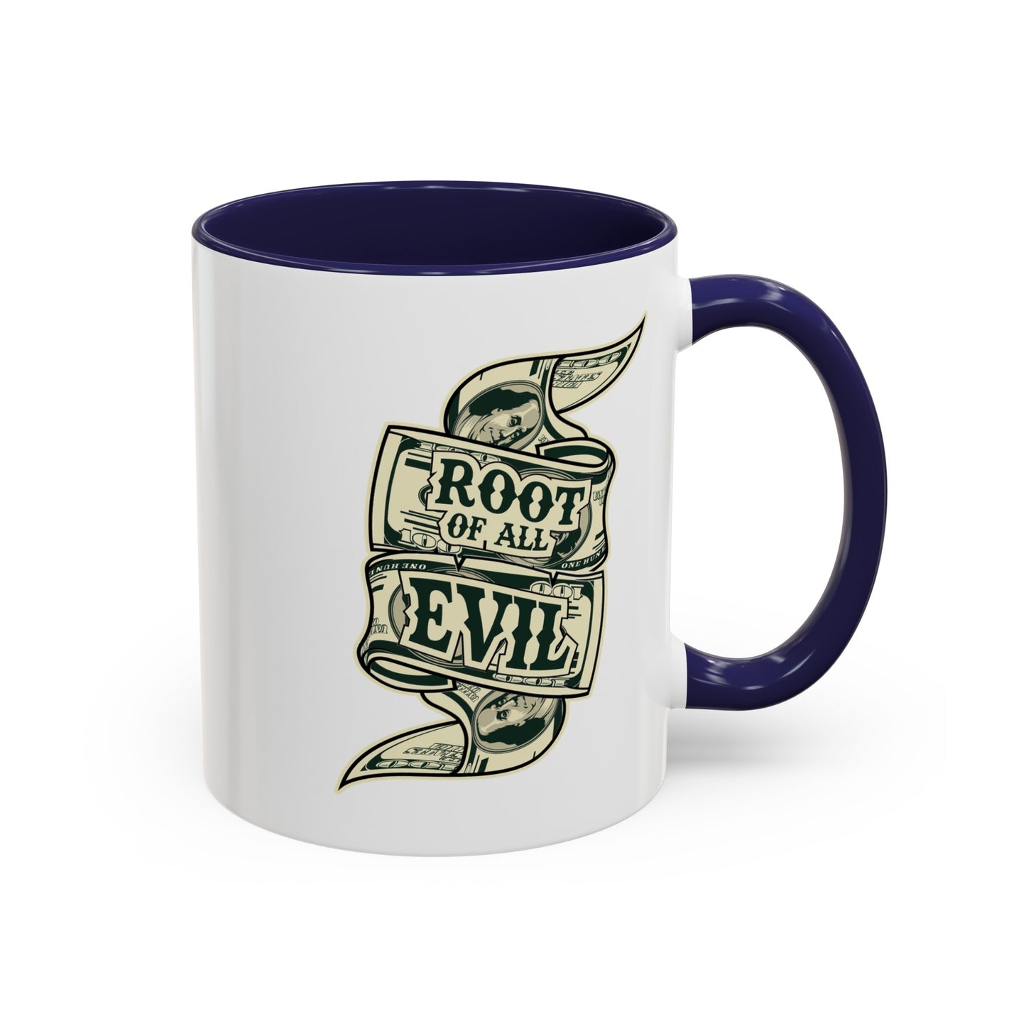 Root of Evil-Money-Accent Coffee Mug (11, 15oz)