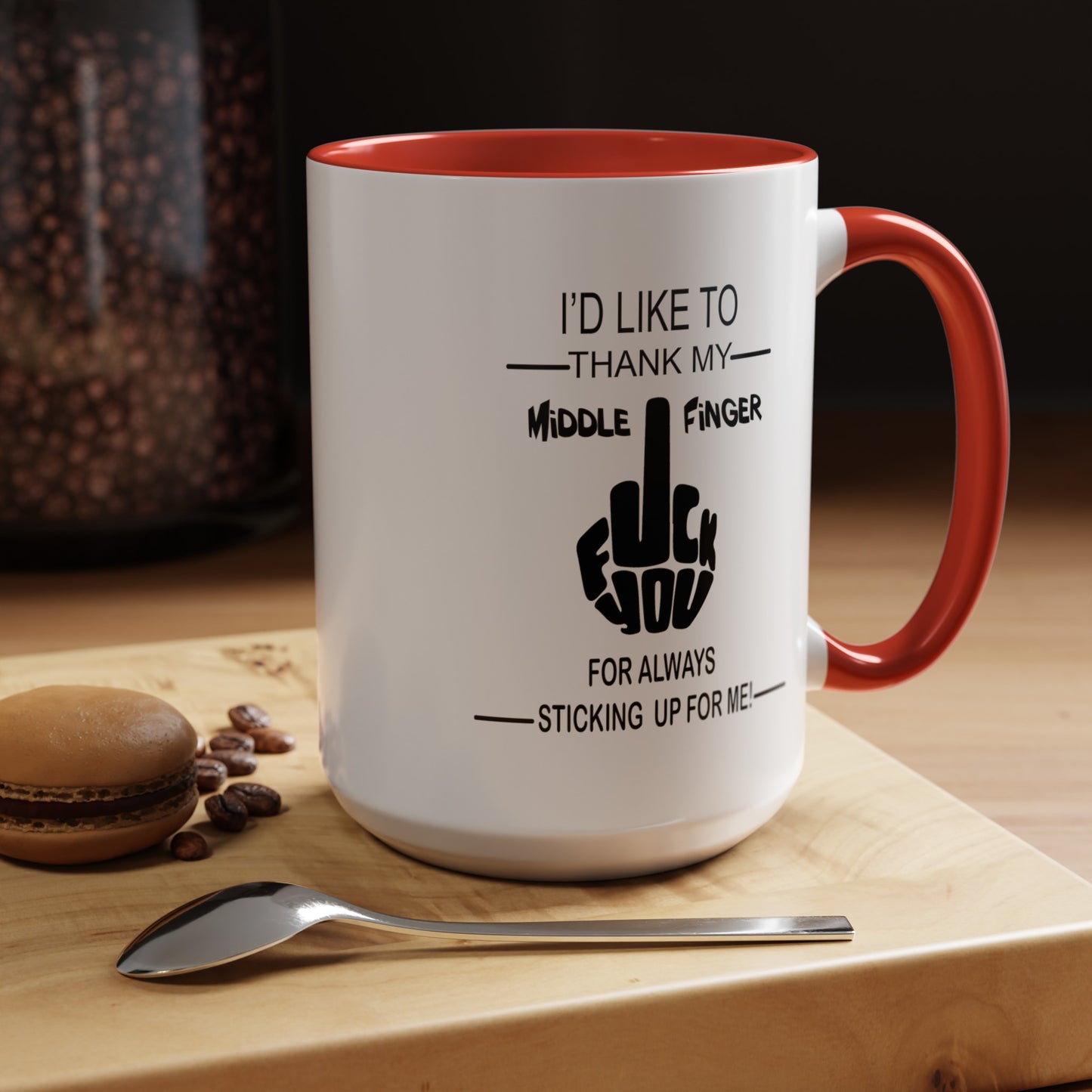 Fu(k You-Middle Finger-Accent Coffee Mug (11, 15oz)