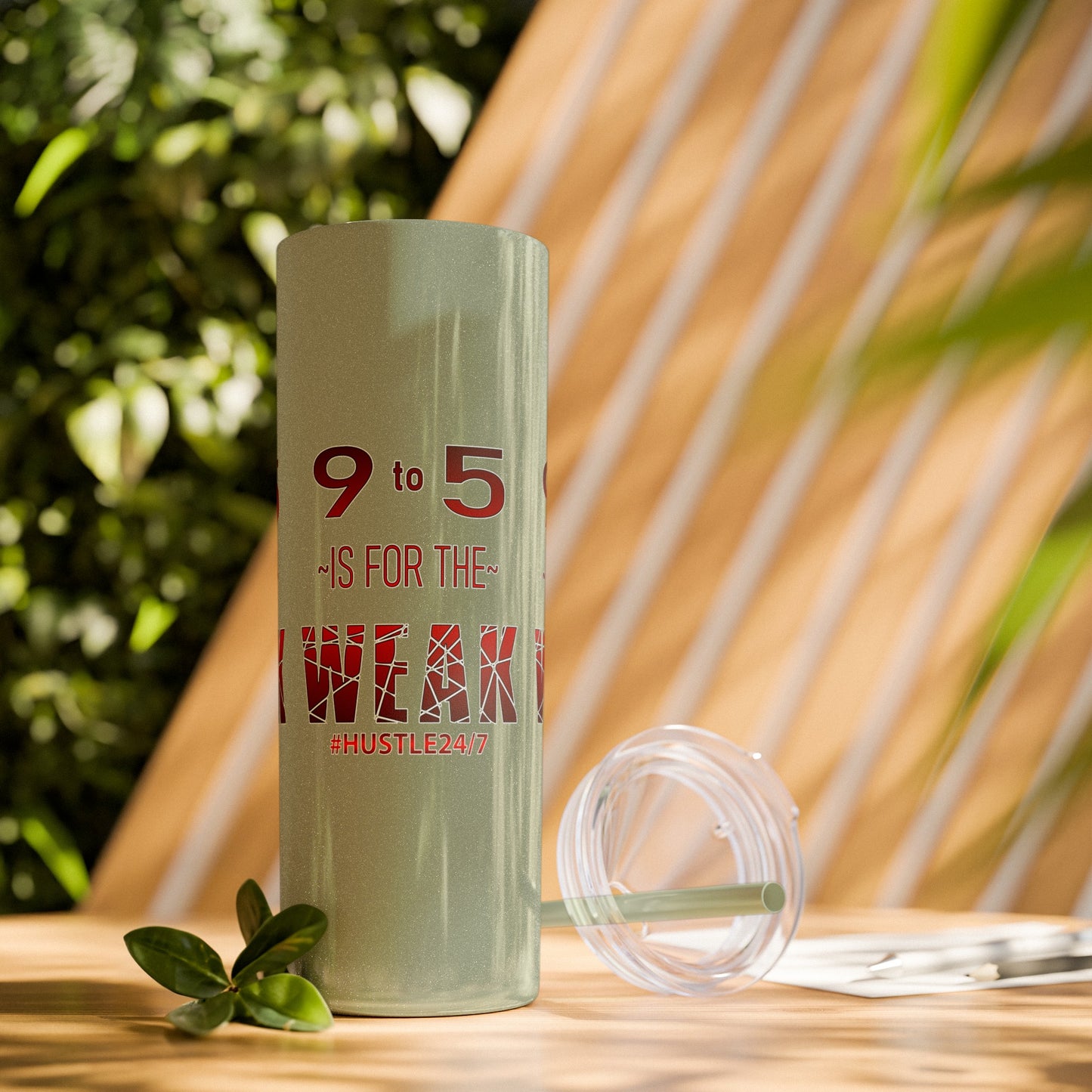 9 to 5-Skinny Tumbler w/Matching Straw, 20oz