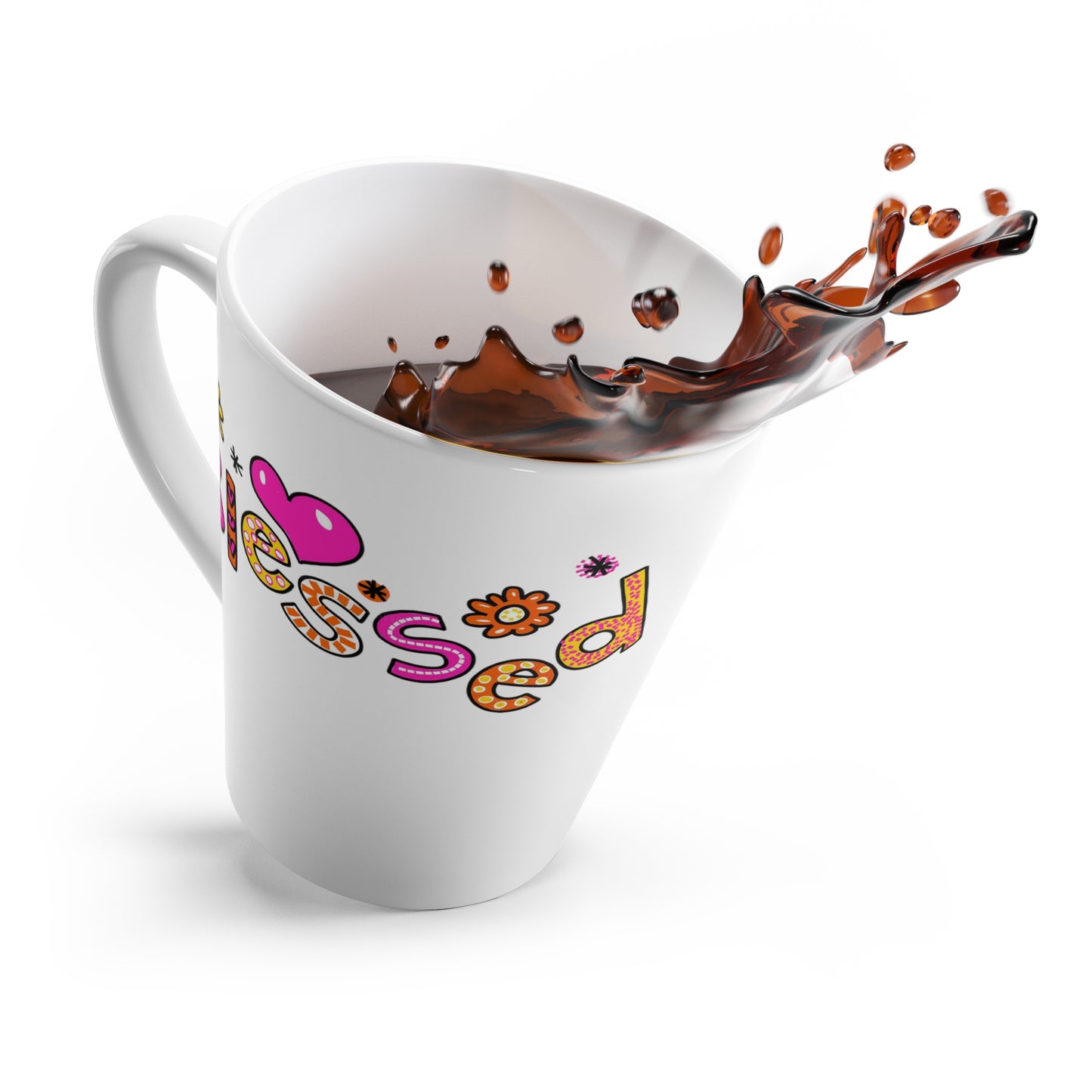 Blessed Flowers-Latte Mug, 12oz