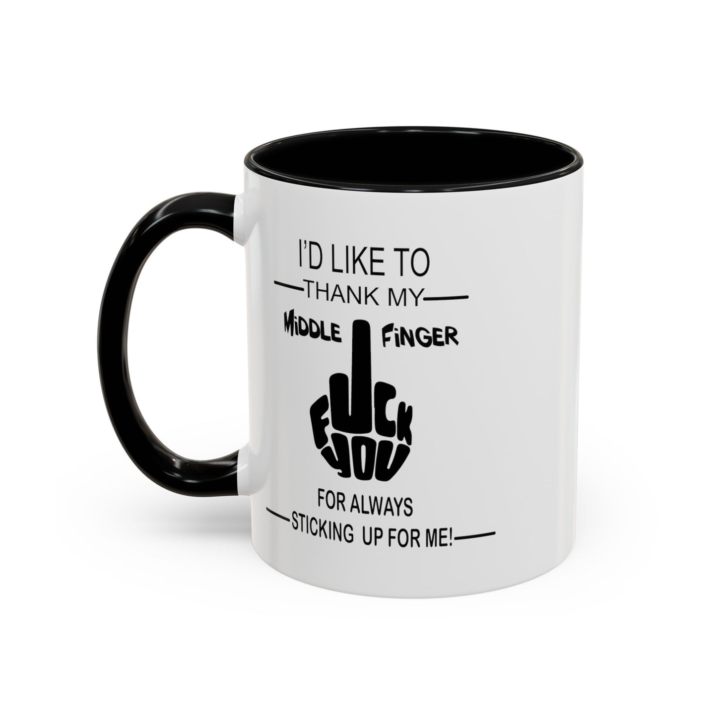 Fu(k You-Middle Finger-Accent Coffee Mug (11, 15oz)