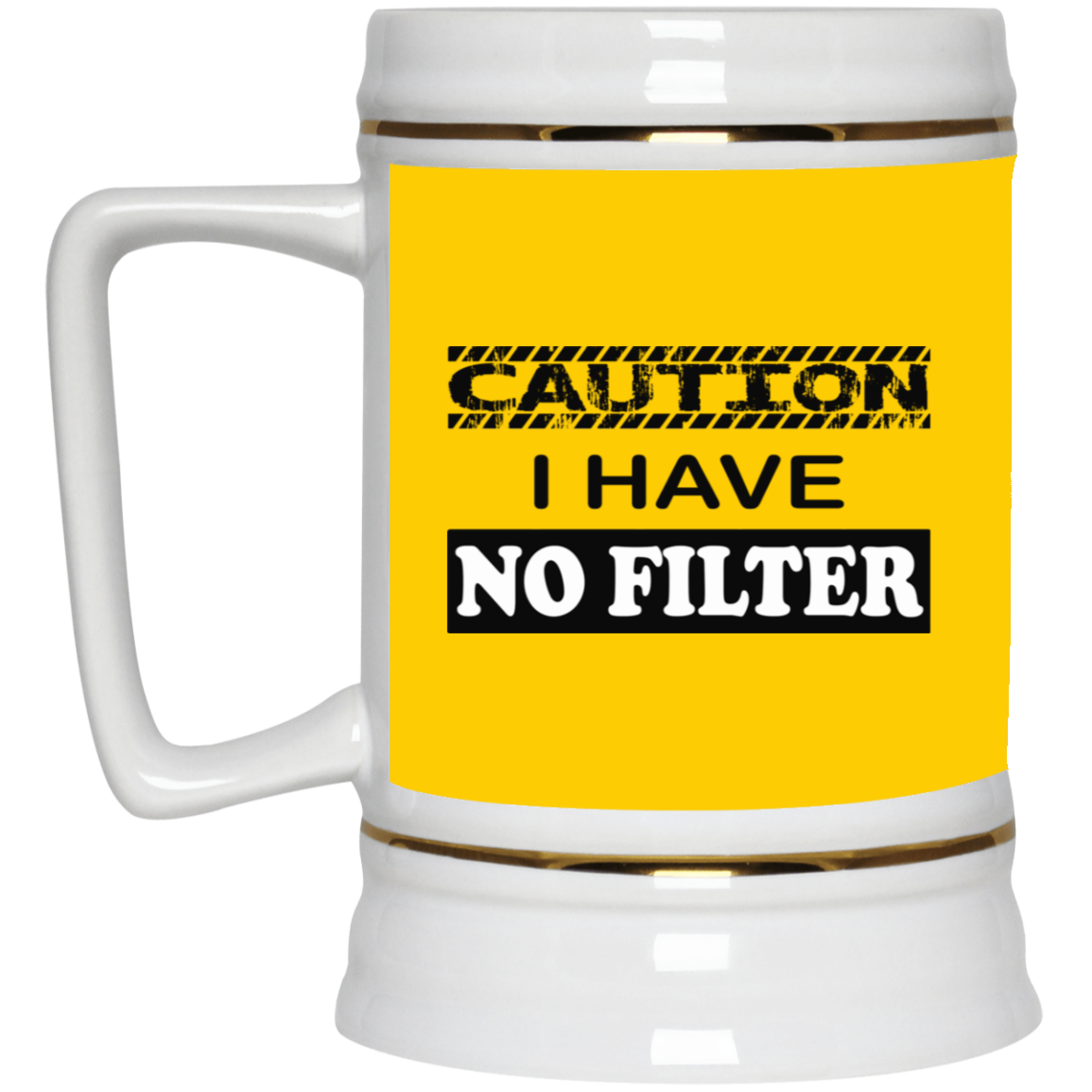 Caution-No Filter-Beer Stein 22oz.