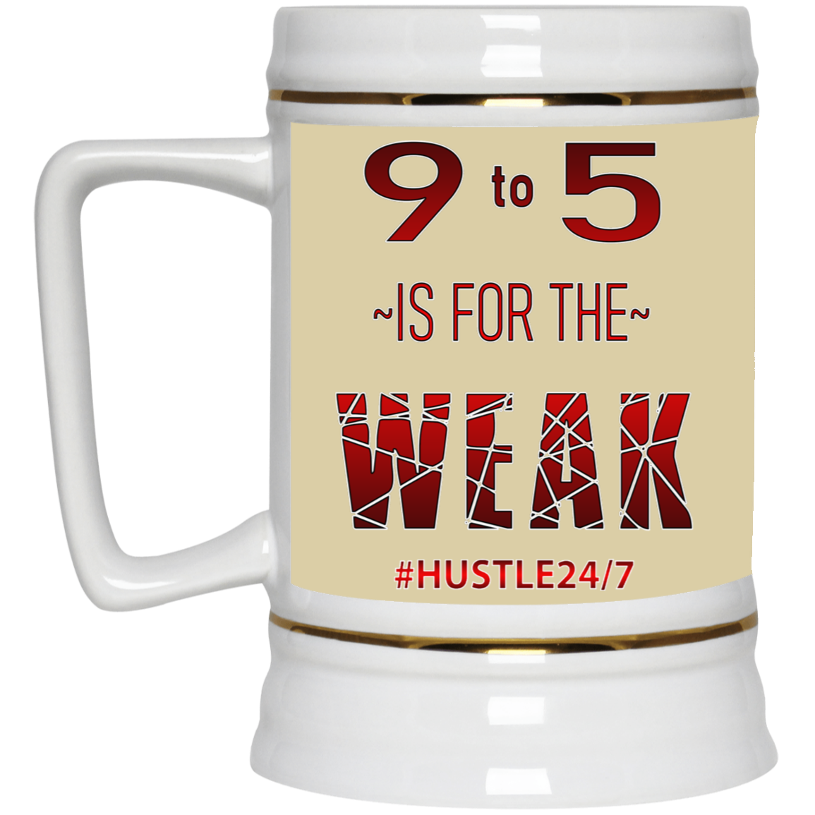 9 to 5-Gold Trim Beer Stein 22oz.