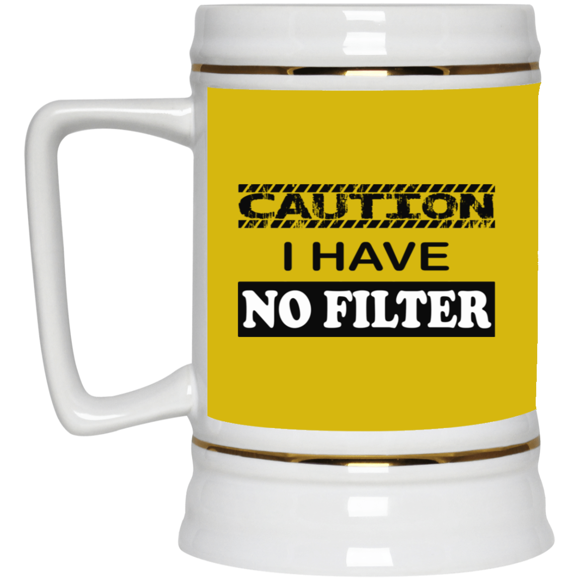 Caution-No Filter-Beer Stein 22oz.
