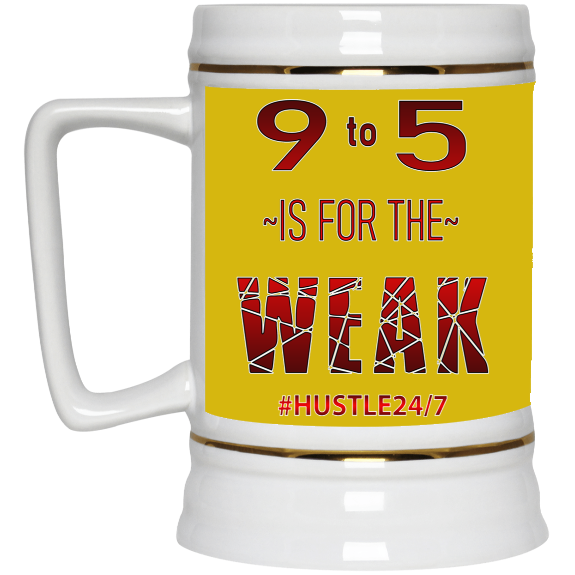 9 to 5-Gold Trim Beer Stein 22oz.