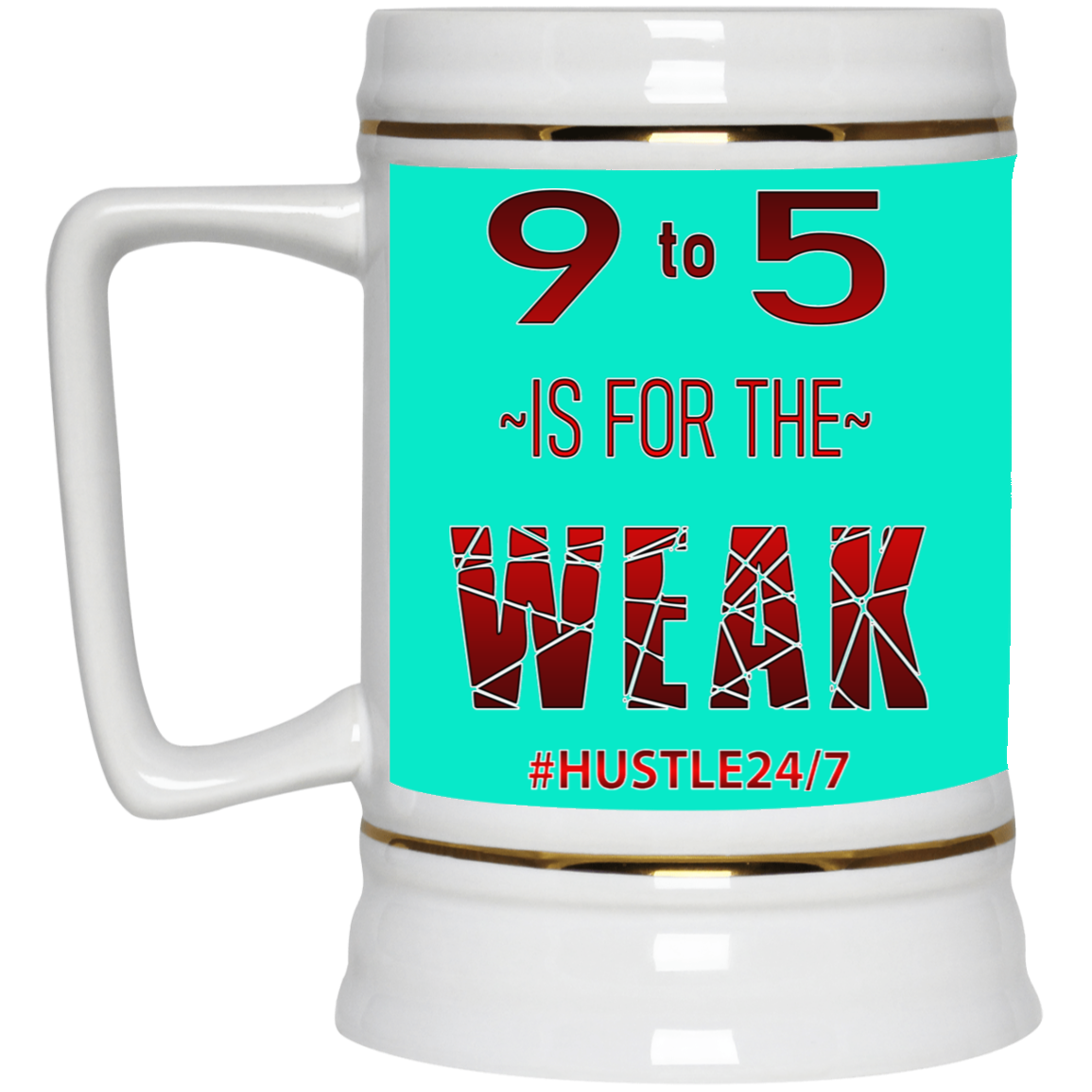 9 to 5-Gold Trim Beer Stein 22oz.