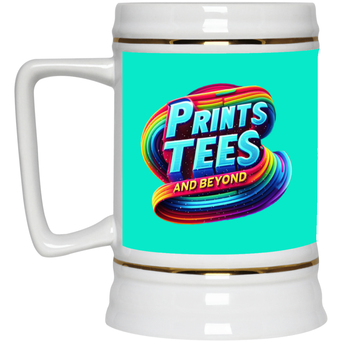 PTB-Gold Trim Beer Stein 22oz