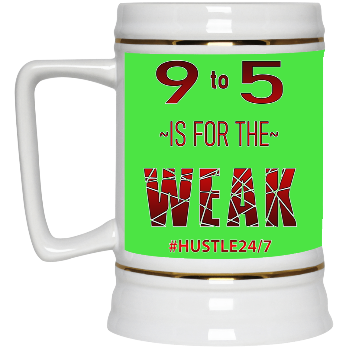 9 to 5-Gold Trim Beer Stein 22oz.