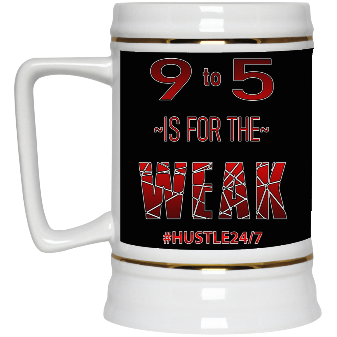 9 to 5-Gold Trim Beer Stein 22oz.