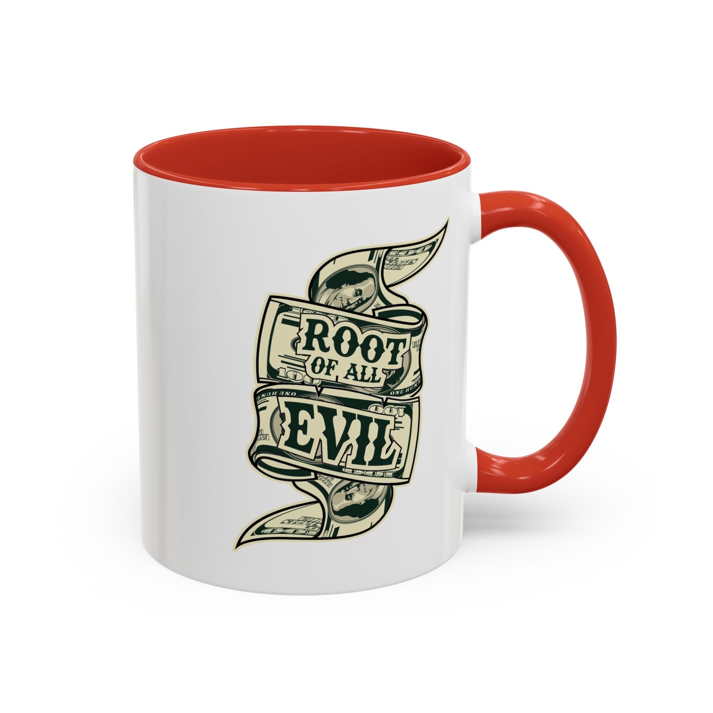Root of Evil-Money-Accent Coffee Mug (11, 15oz)