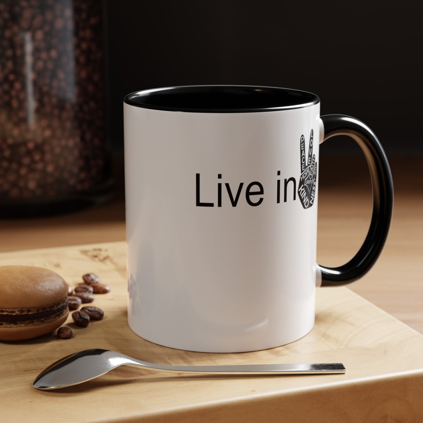 Hand Peace-Accent Coffee Mug (11, 15oz)
