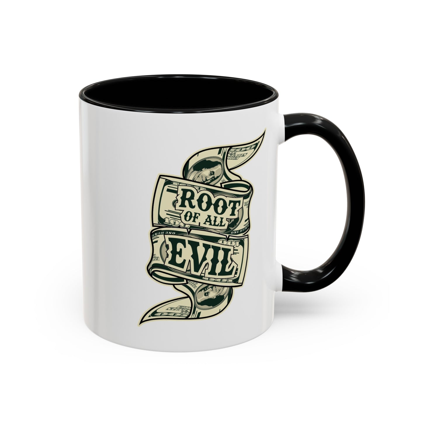Root of Evil-Money-Accent Coffee Mug (11, 15oz)