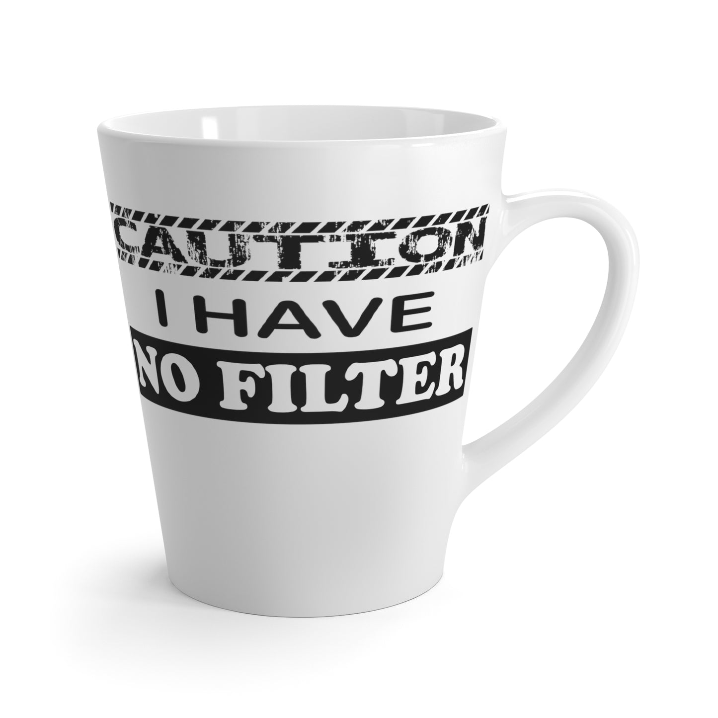 Caution-No Filter-Latte Mug, 12oz