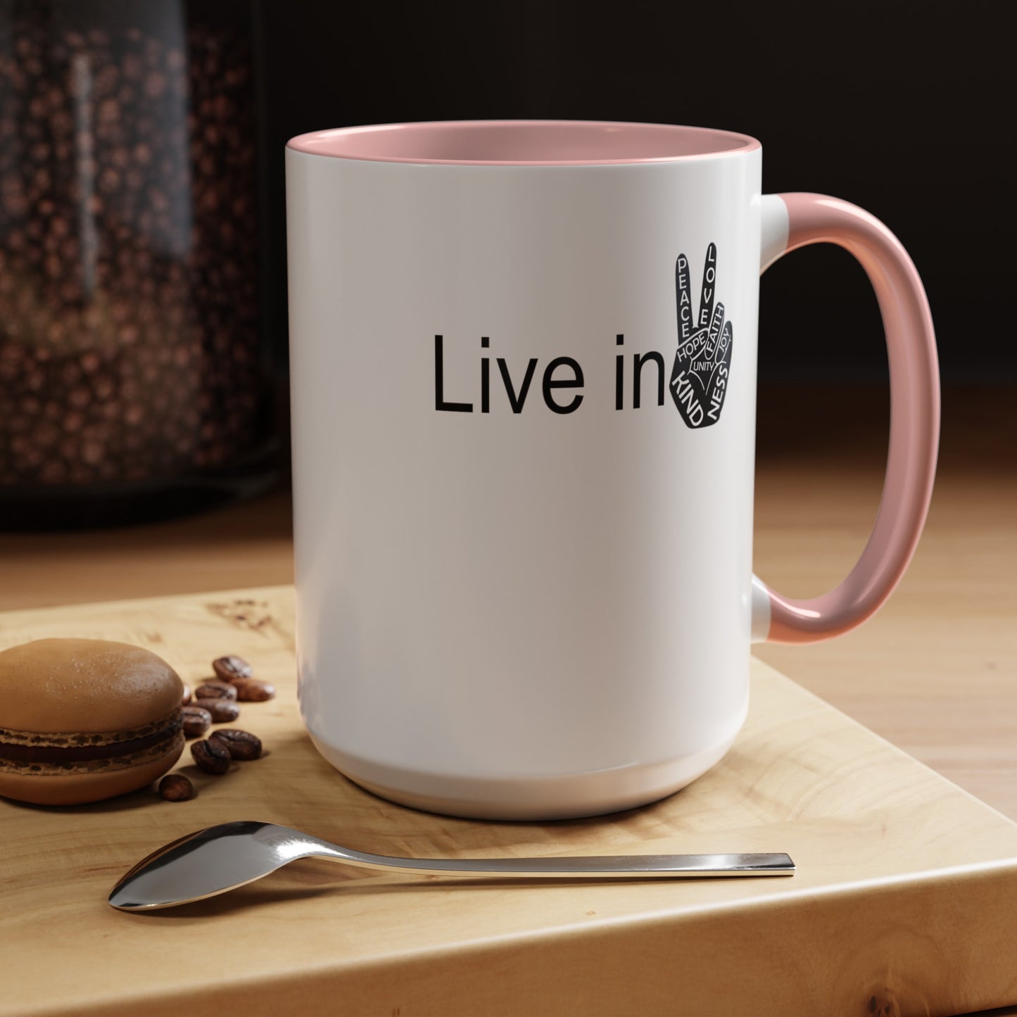 Hand Peace-Accent Coffee Mug (11, 15oz)