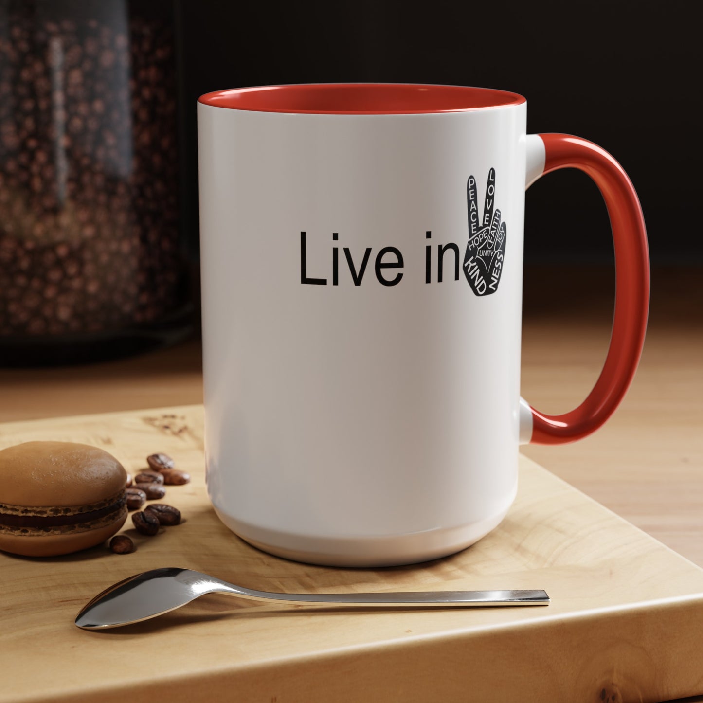 Hand Peace-Accent Coffee Mug (11, 15oz)