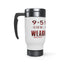 9 to 5-White Stainless Steel Travel Mug with Handle, 14oz