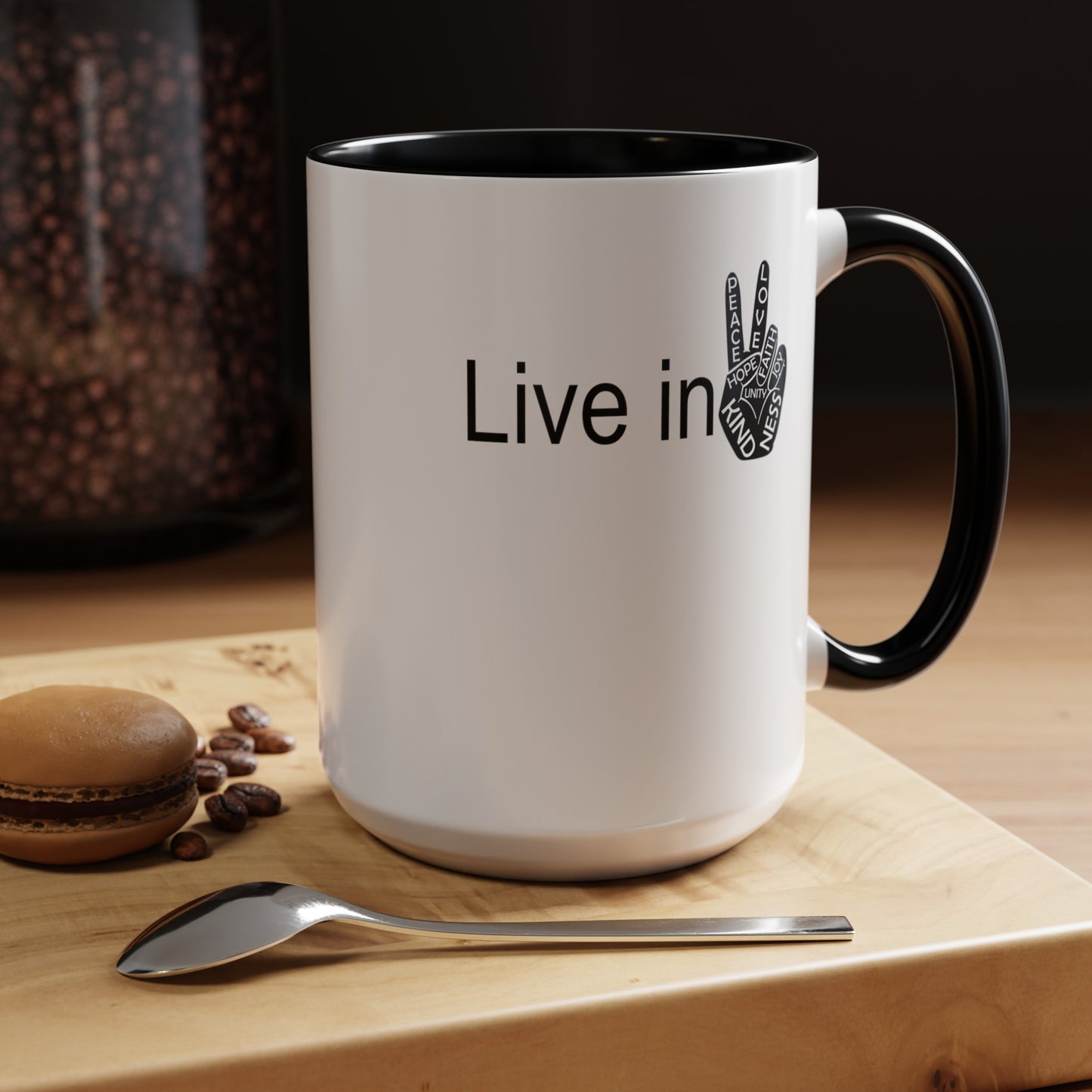Hand Peace-Accent Coffee Mug (11, 15oz)