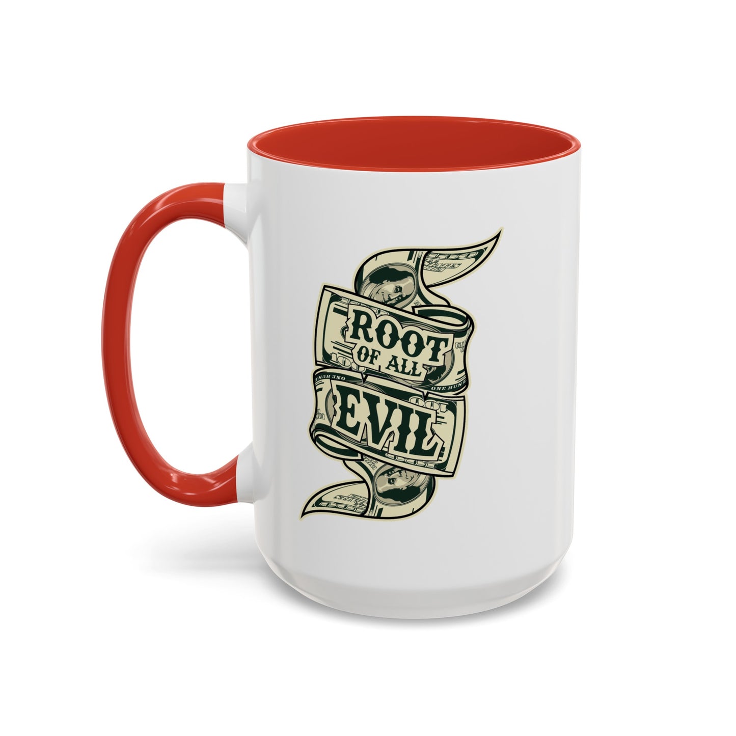 Root of Evil-Money-Accent Coffee Mug (11, 15oz)