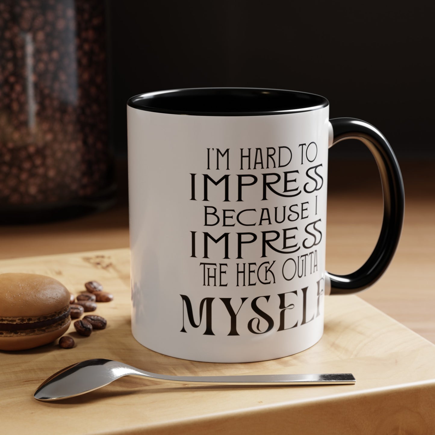 Hard to Impress-Accent Coffee Mug (11, 15oz)