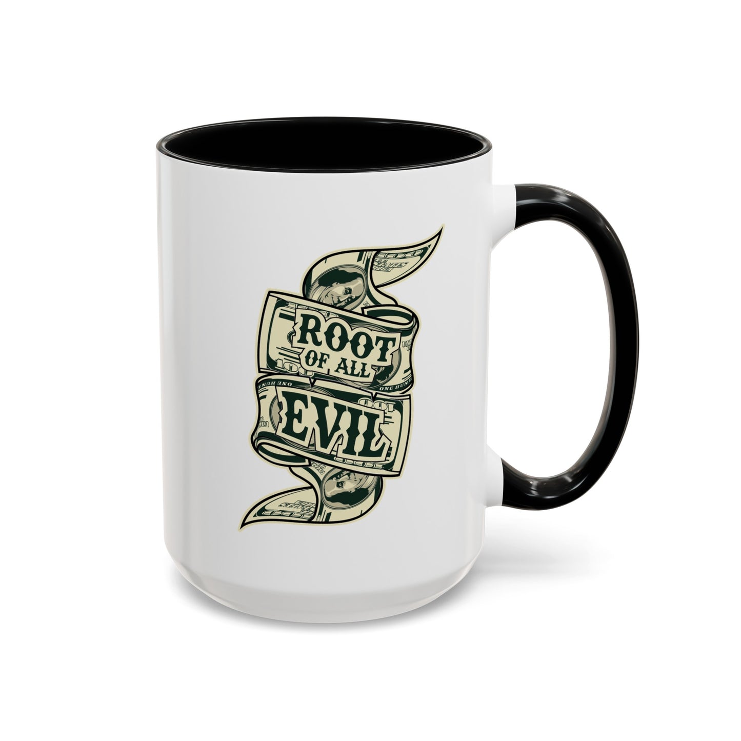 Root of Evil-Money-Accent Coffee Mug (11, 15oz)